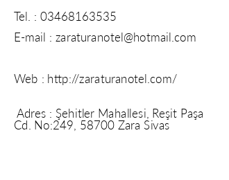 Zara Turan Apart Otel iletiim bilgileri